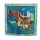 Cheval au galop - Foulard carré imprimé 100% soie, 55cm x 55cm, Turquoise