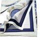 Bleu Hippocampe - Foulard carré imprimé 100% soie, 90 x 90 cm