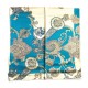 Foulard carré imprimé 100% soie (90 cm* 90 cm), motif : fleurs dorées (L, Turquoise)