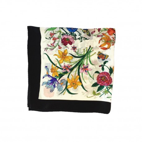 'Fleurs’ Foulard carré imprimé 100% soie